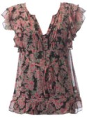Tall black/pink flute sleeve blouse