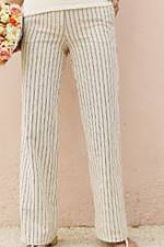 Women's Tall Striped Linen-cotton Wide-leg Trousers 